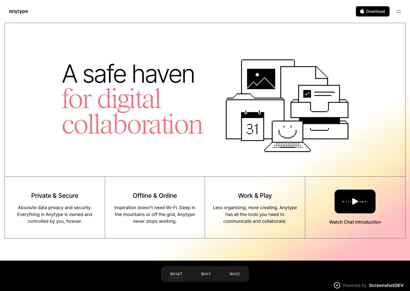 Screenshot of anytype.io
