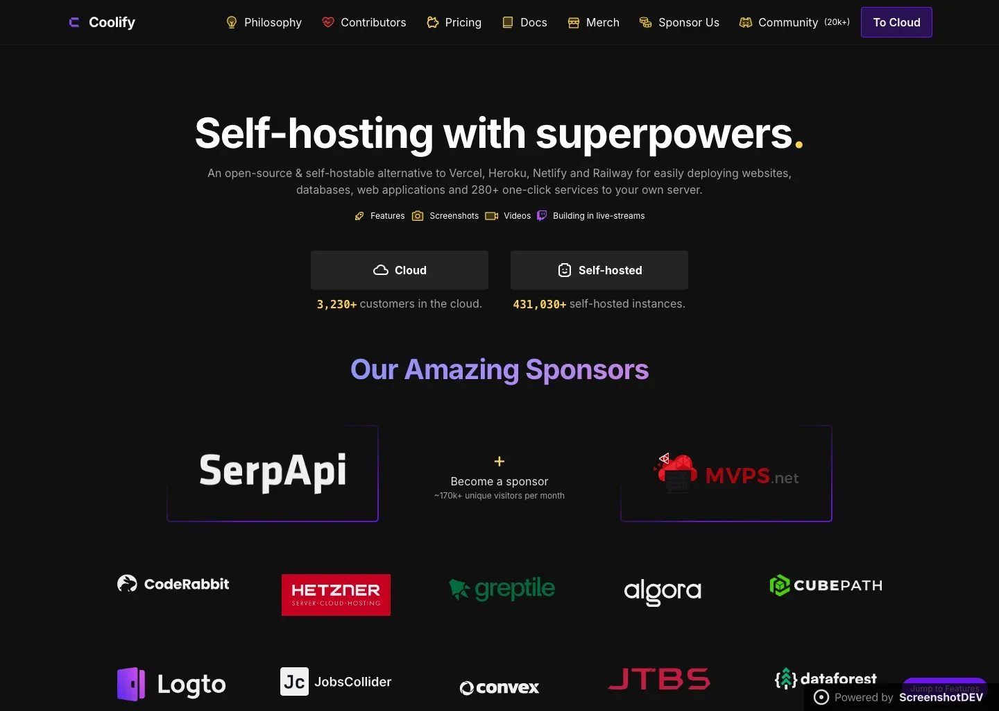 Screenshot of coolify.io