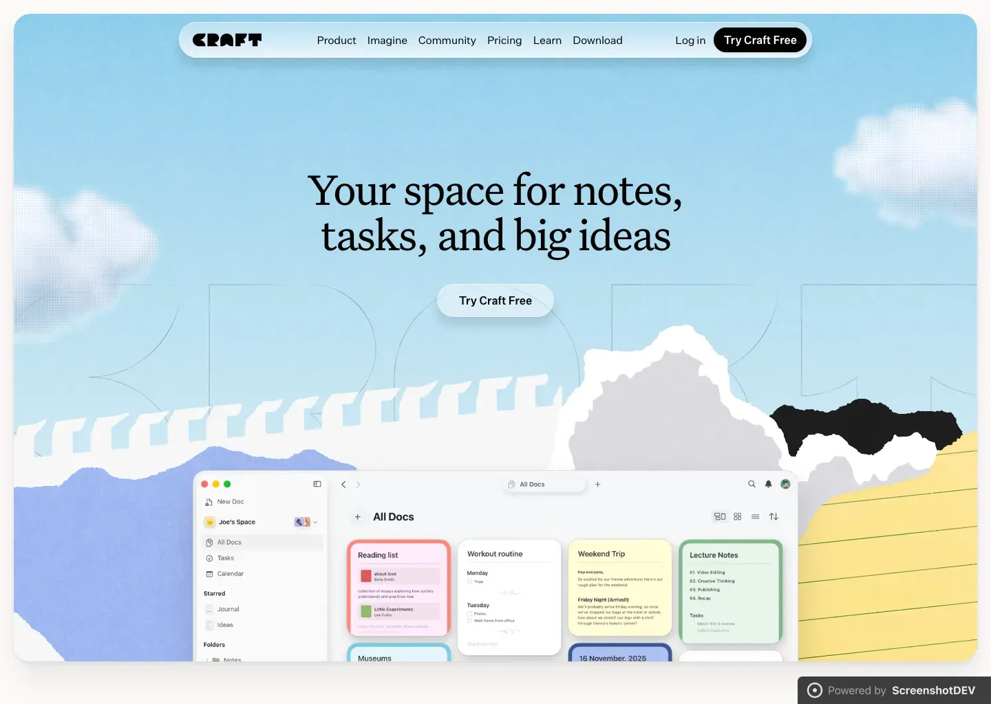 Screenshot of craft.do