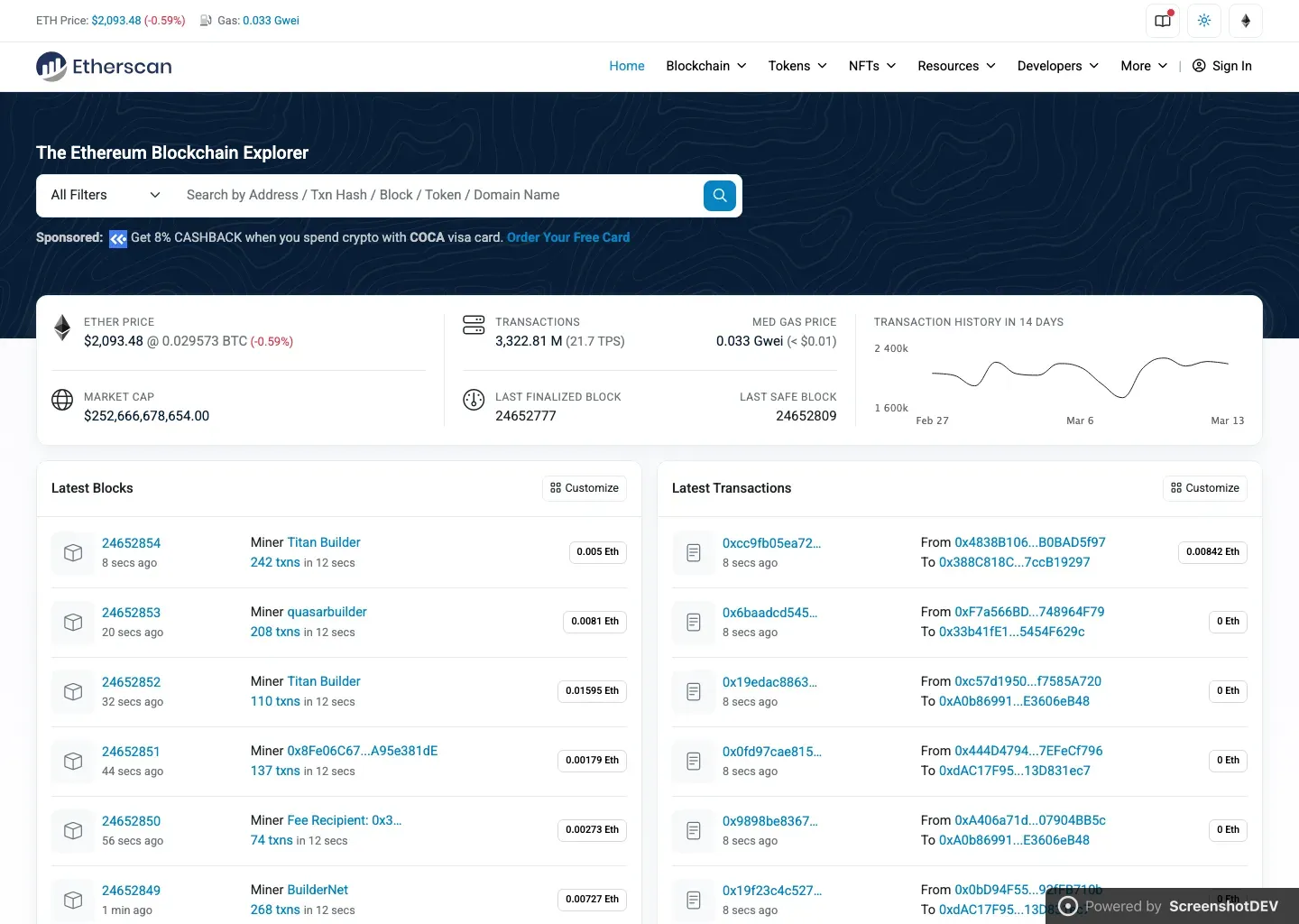 Screenshot of etherscan.io