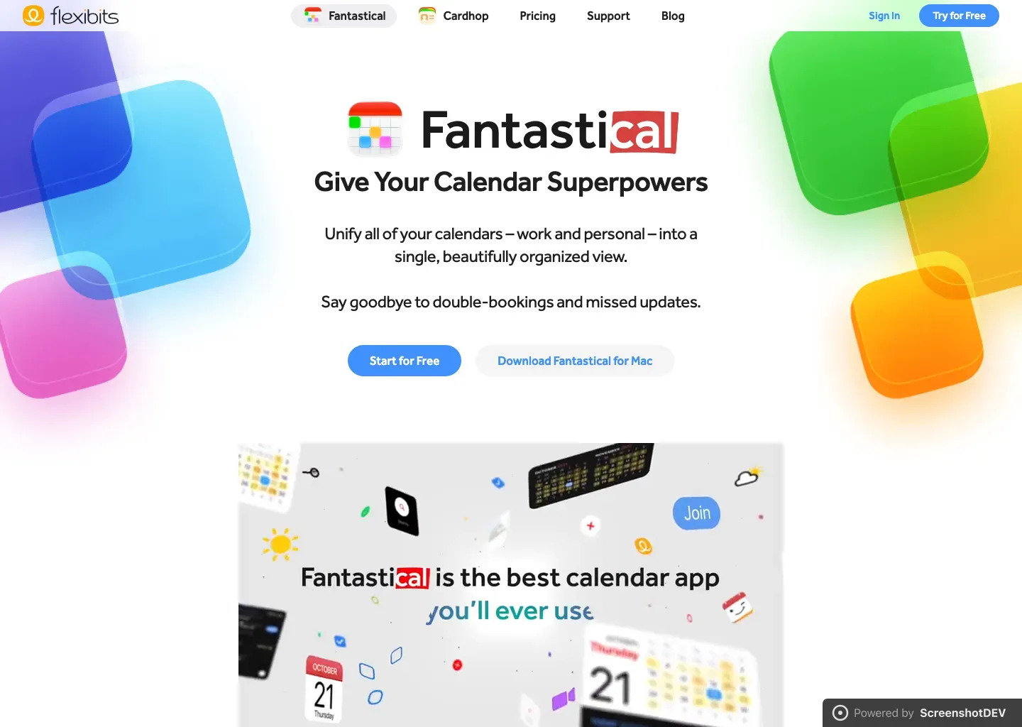 Screenshot of fantastical.app
