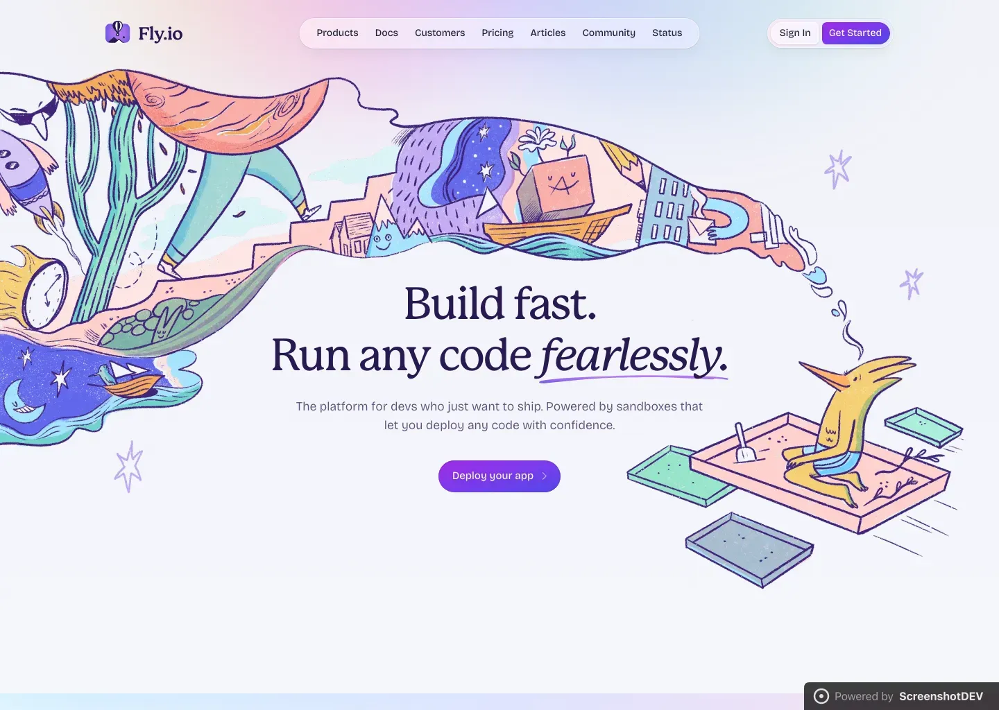 Screenshot of fly.io