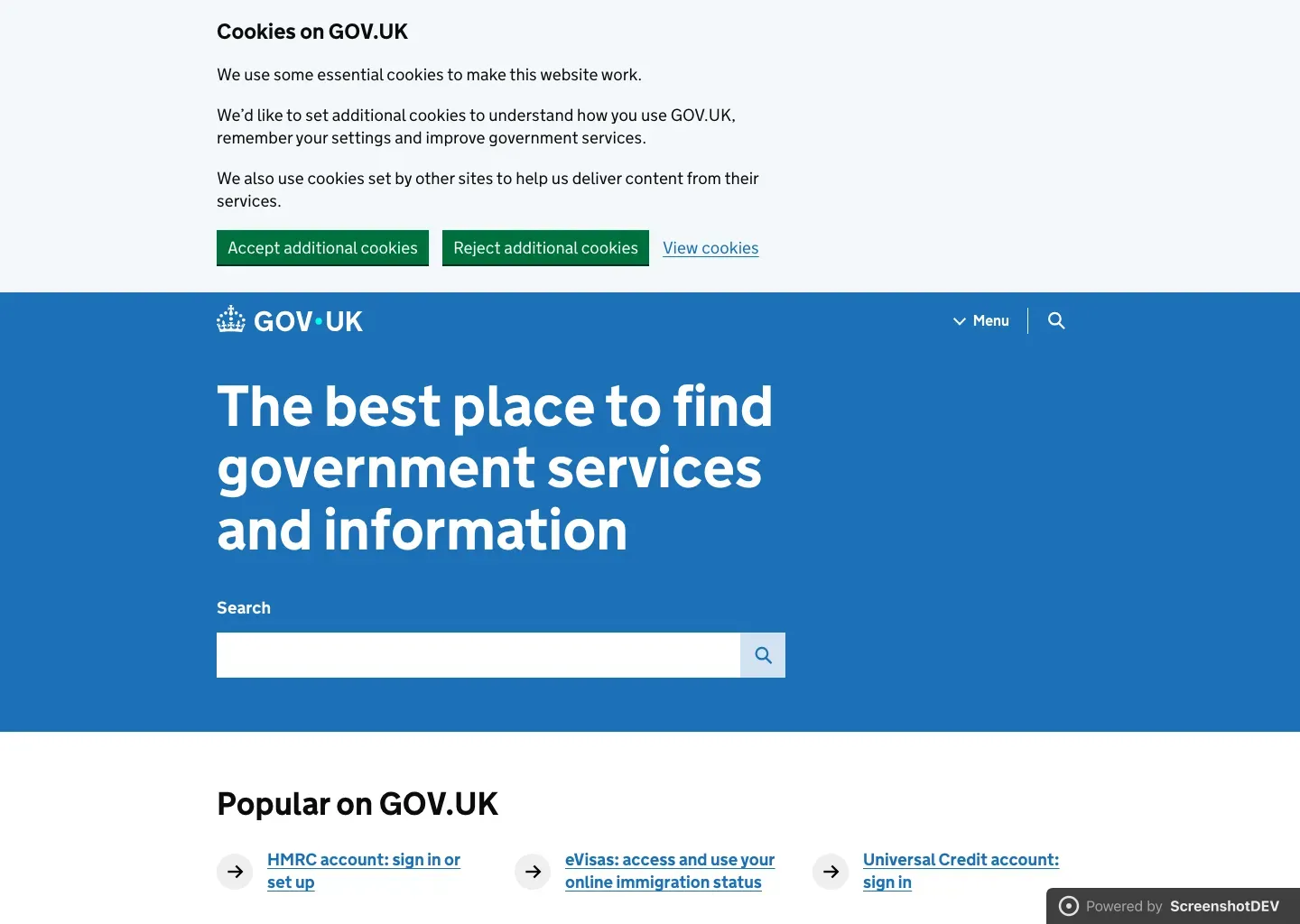 Screenshot of gov.uk