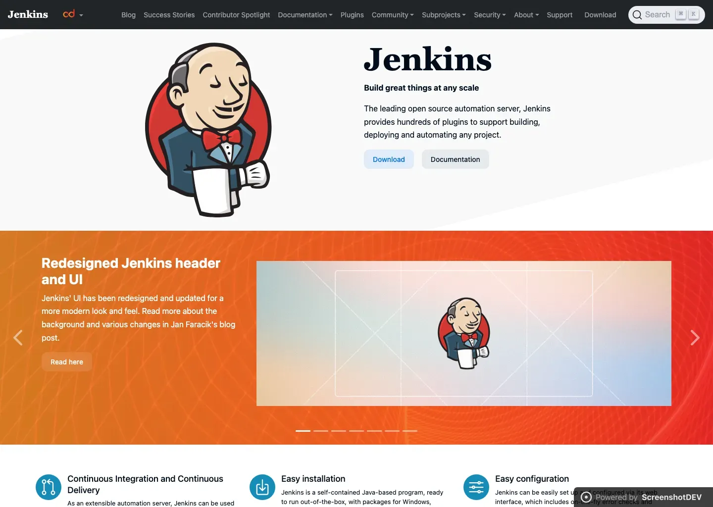 Screenshot of jenkins.io