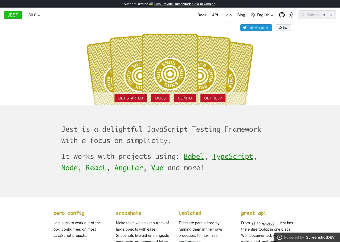 Screenshot of jestjs.io