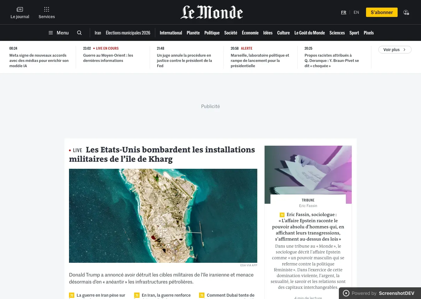 Screenshot of lemonde.fr