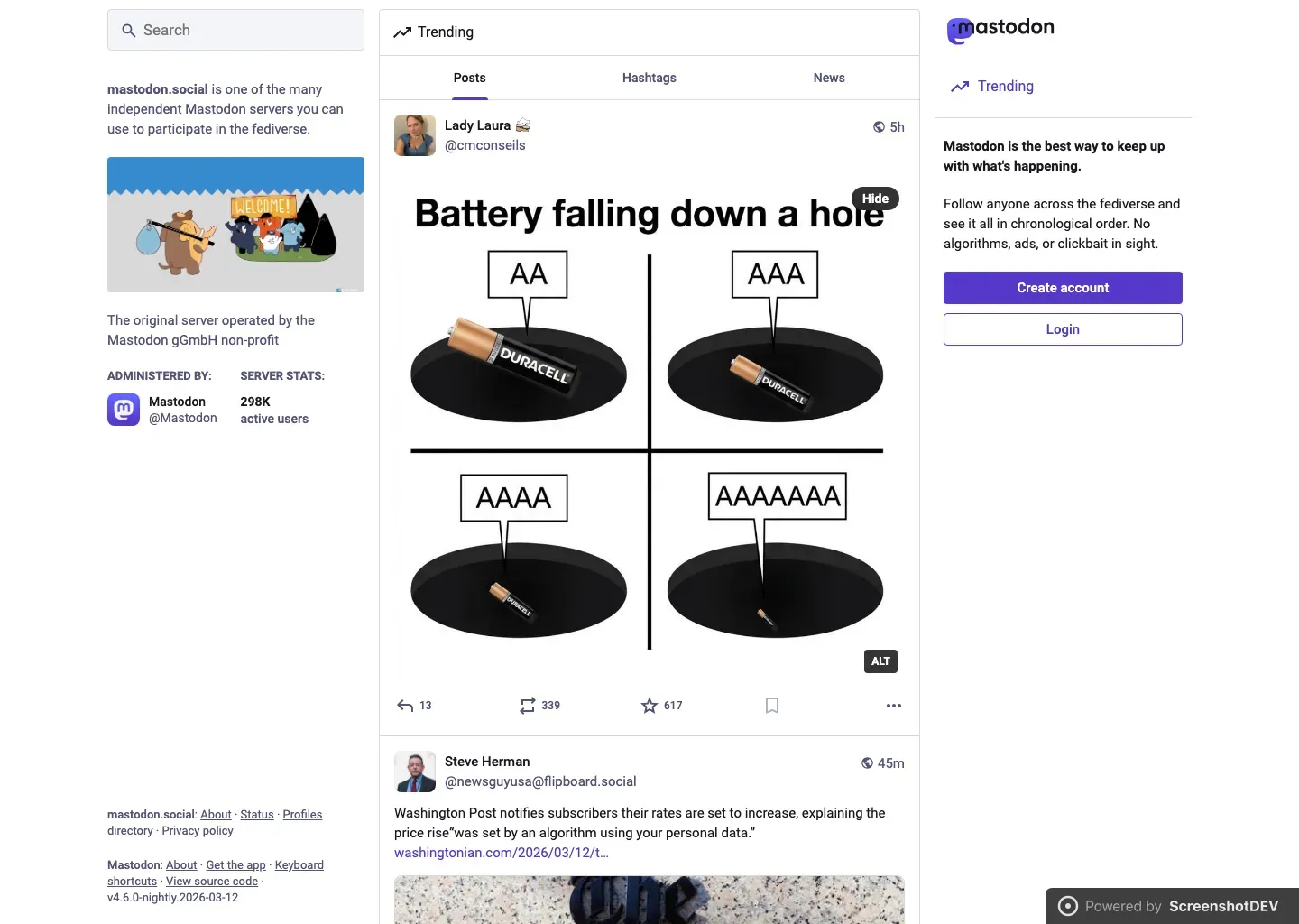 Screenshot of mastodon.social