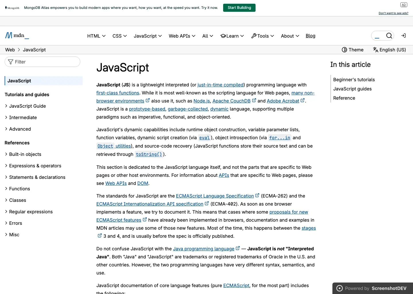Screenshot of mdn.io