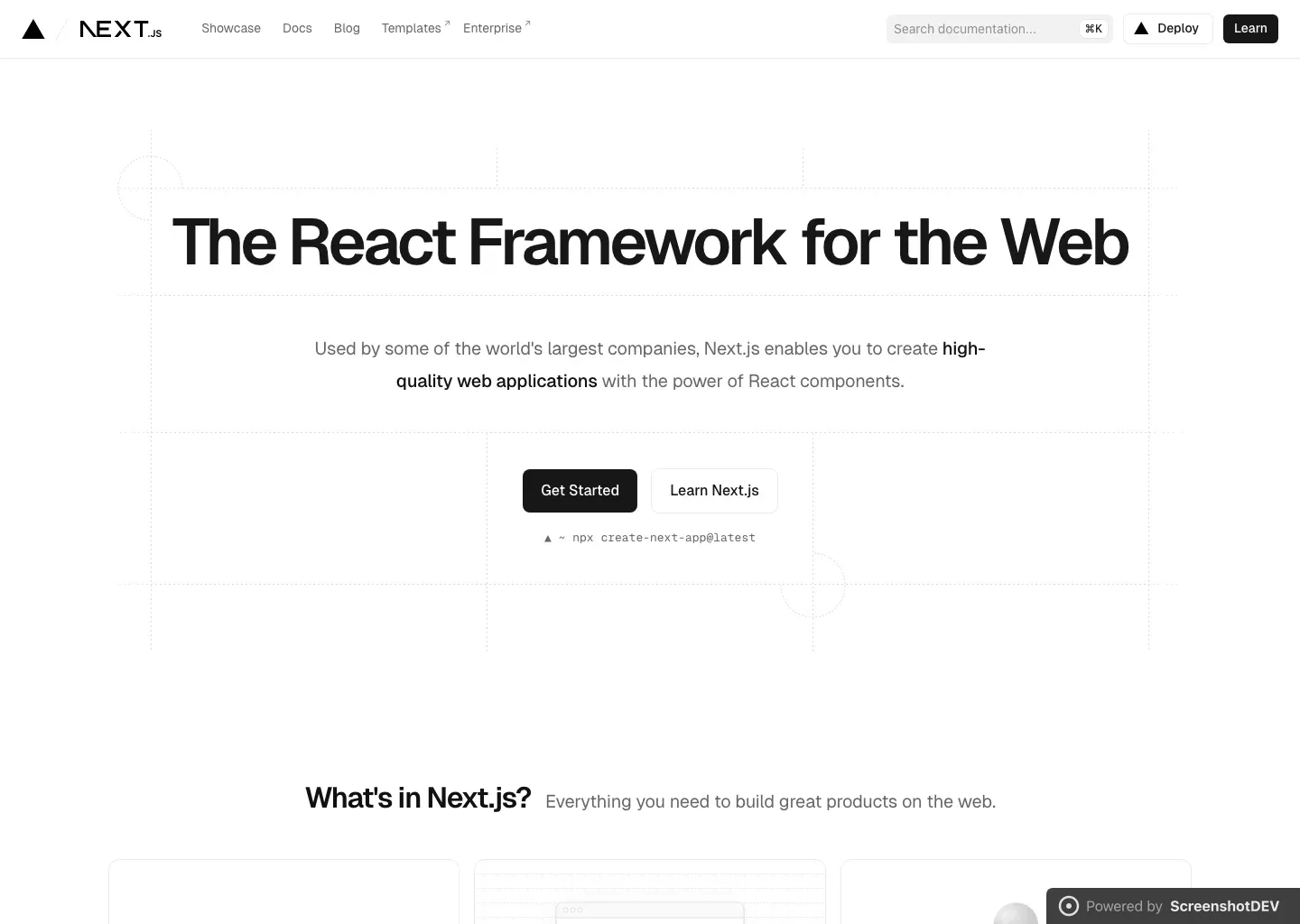Screenshot of nextjs.org