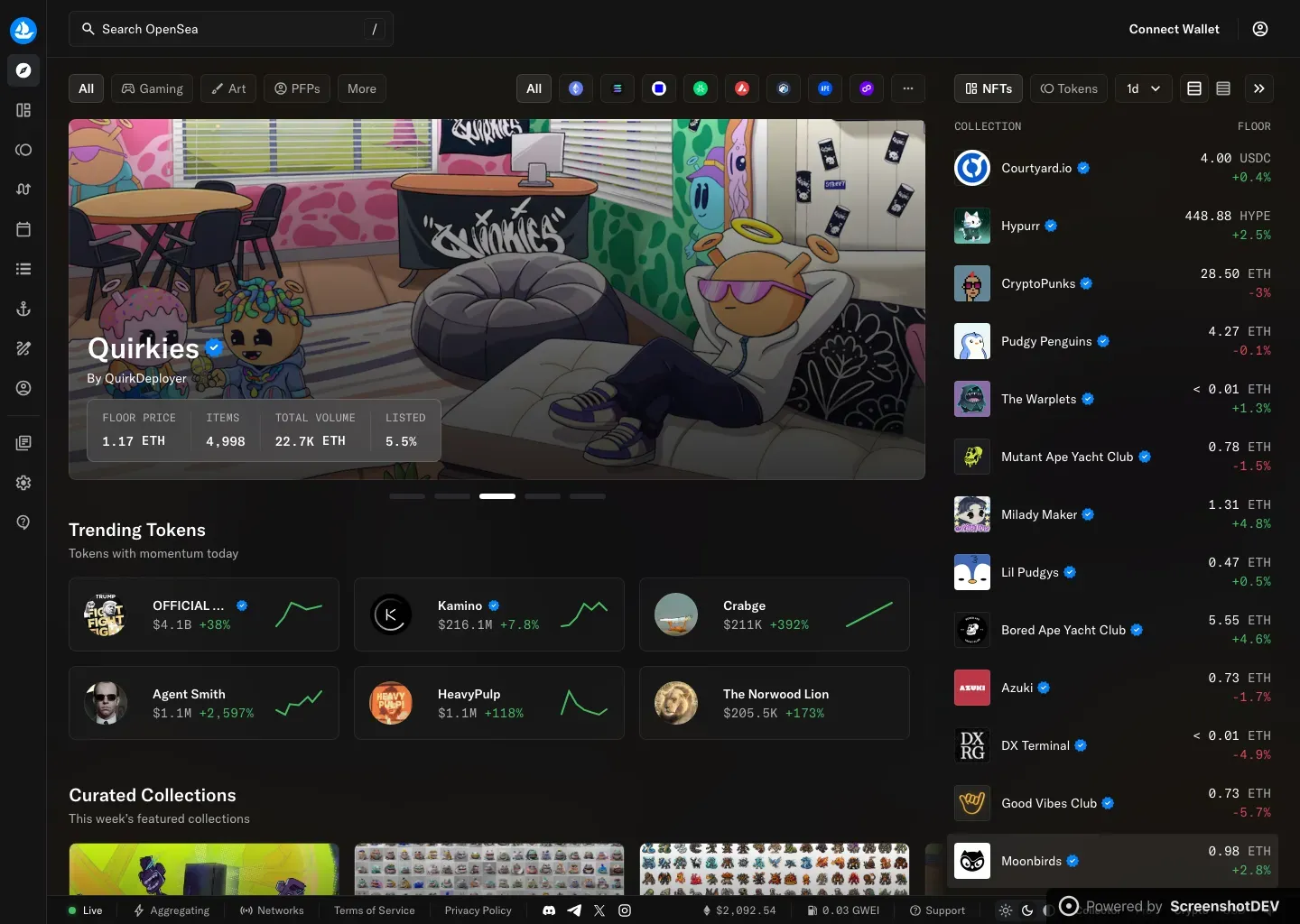 Screenshot of opensea.io