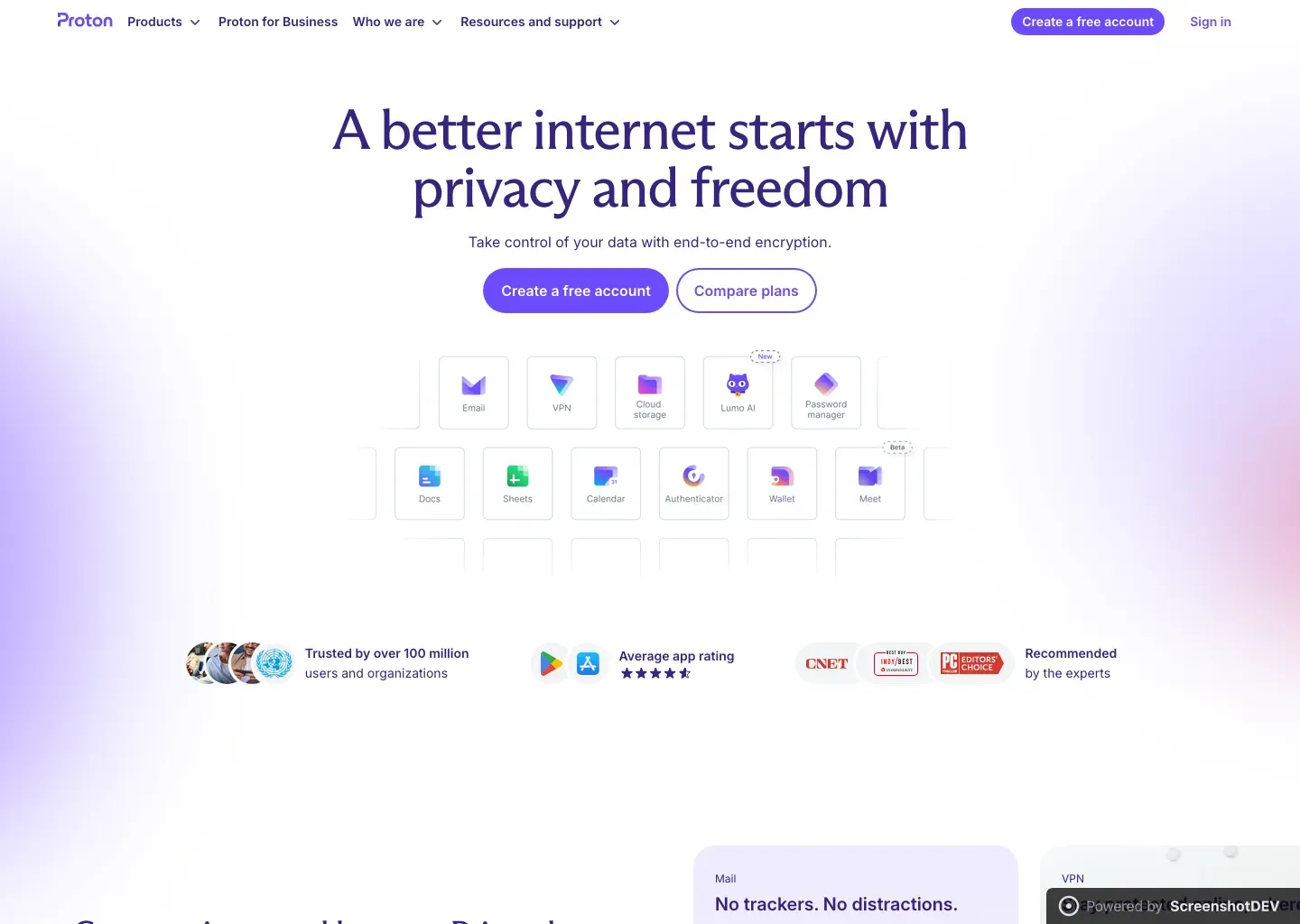 Screenshot of proton.me