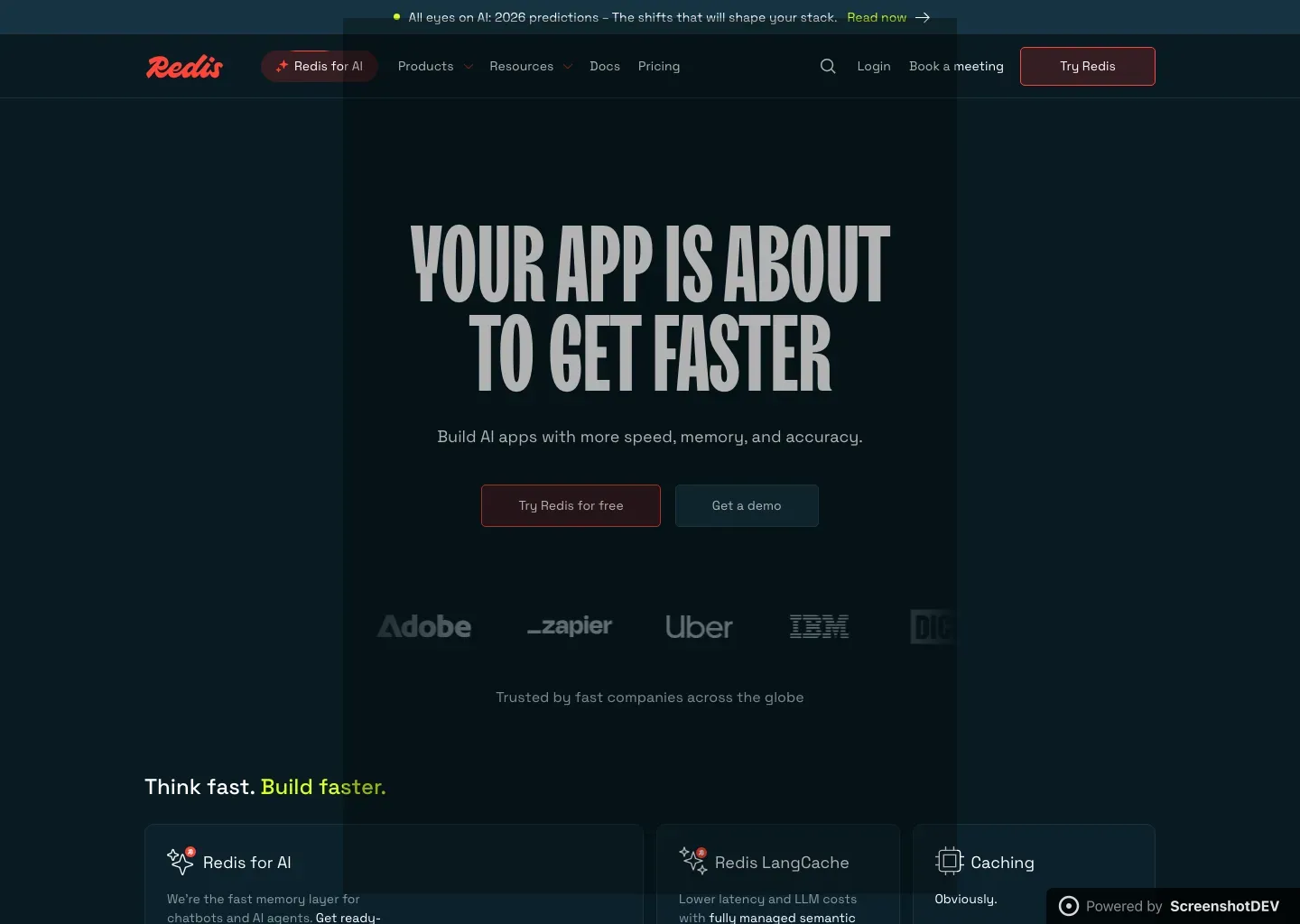 Screenshot of redis.io