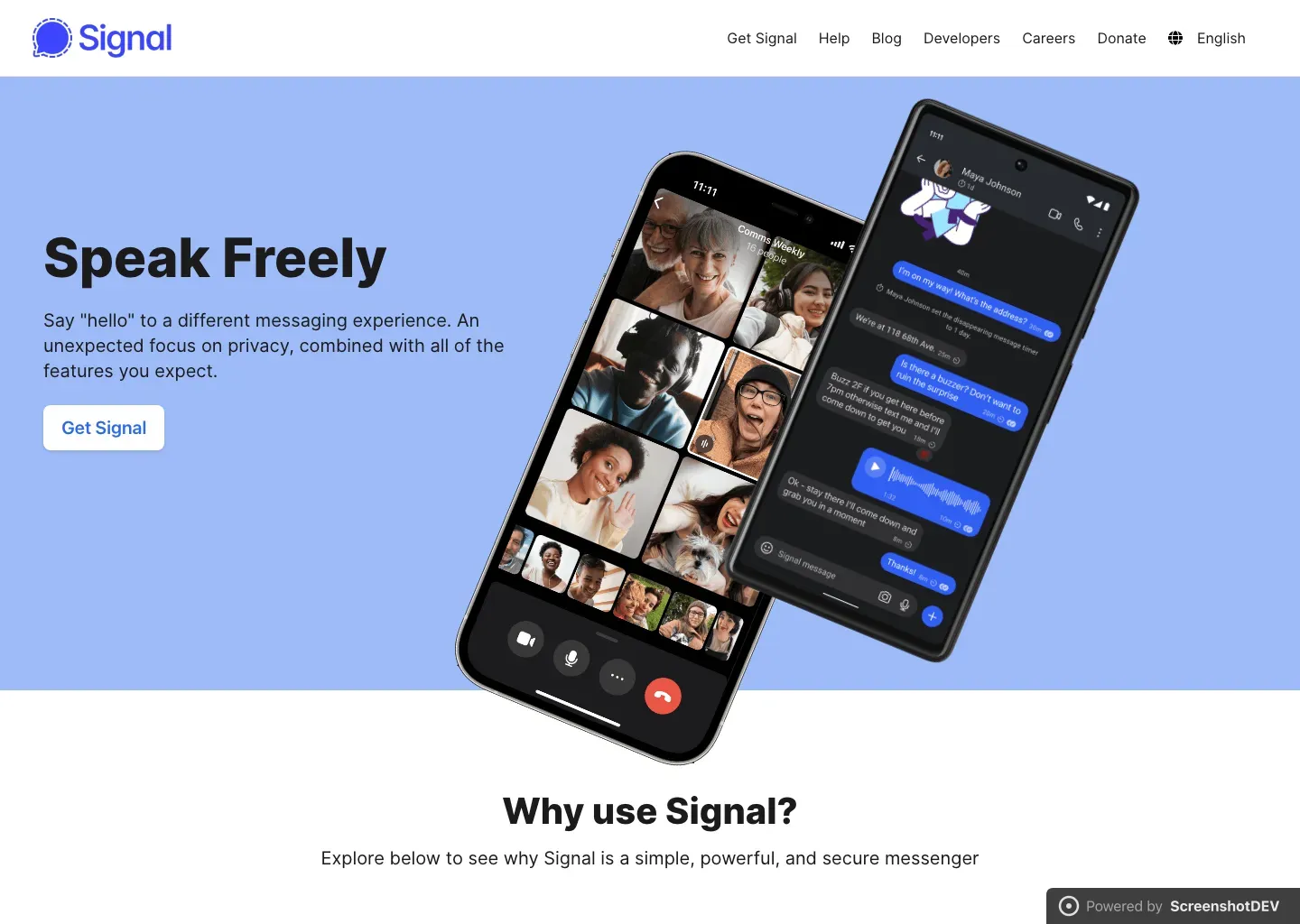 Screenshot of signal.org