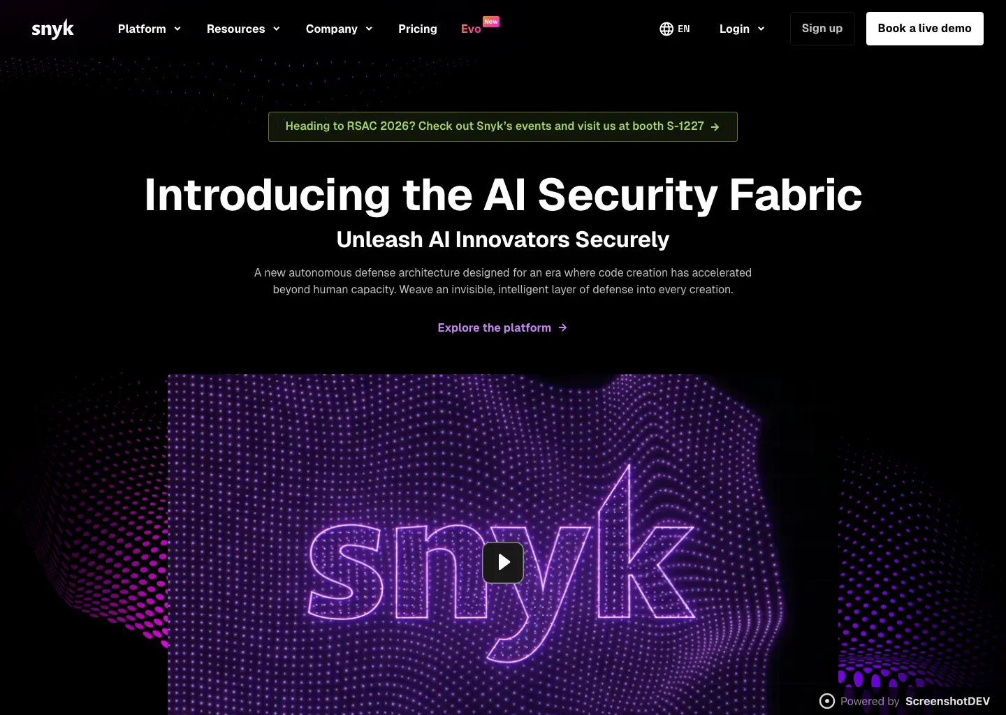 Screenshot of snyk.io