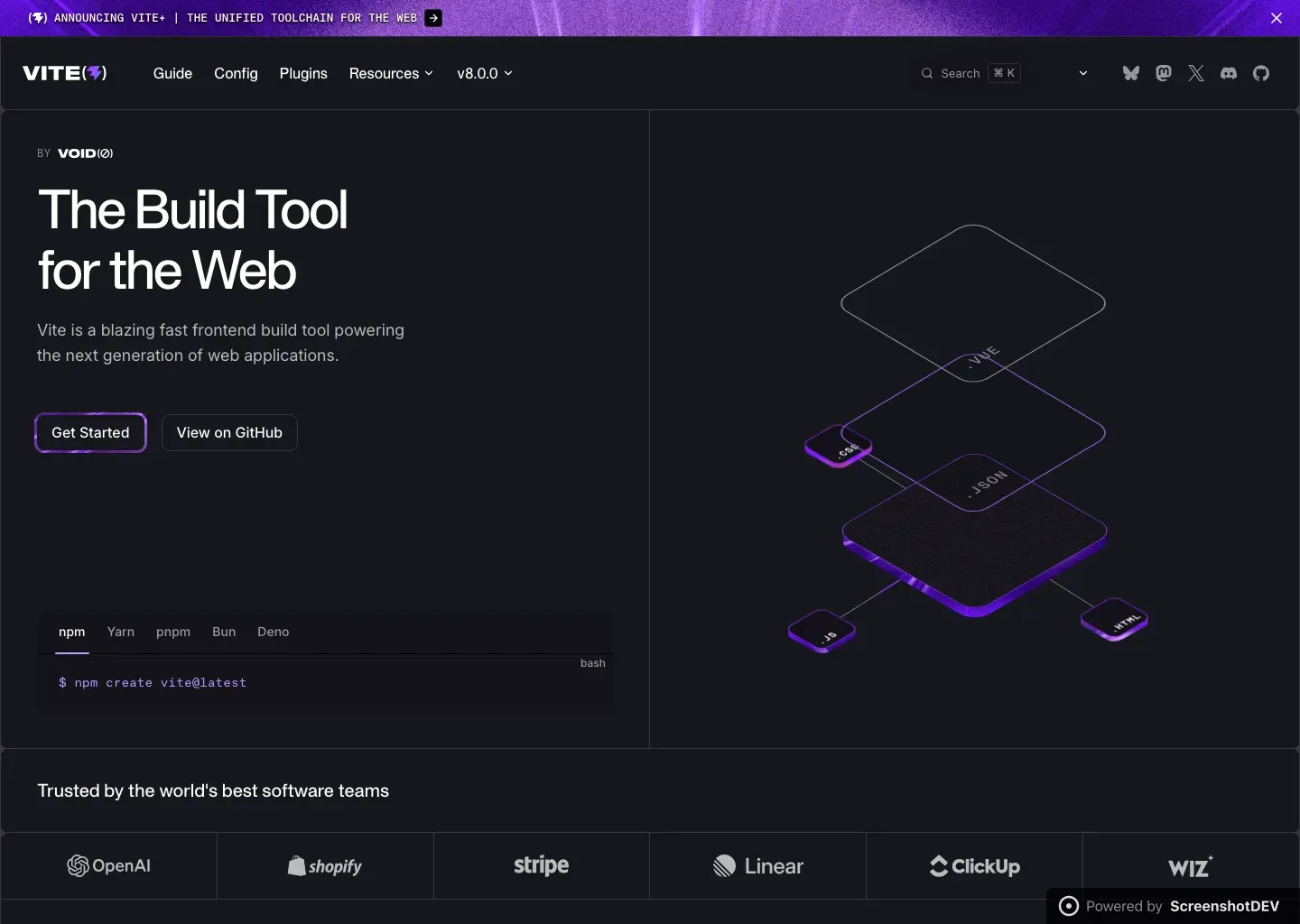 Screenshot of vitejs.dev