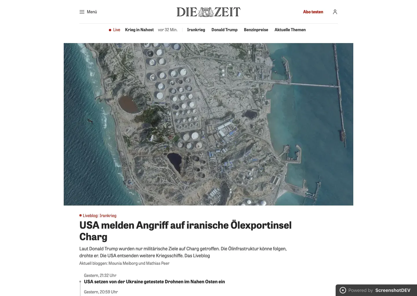 Screenshot of zeit.de